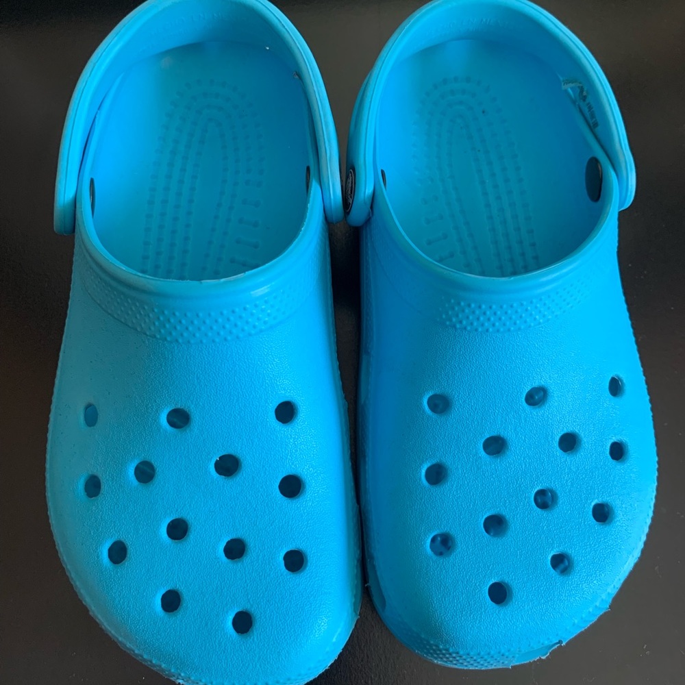 Blue Crocs with backing